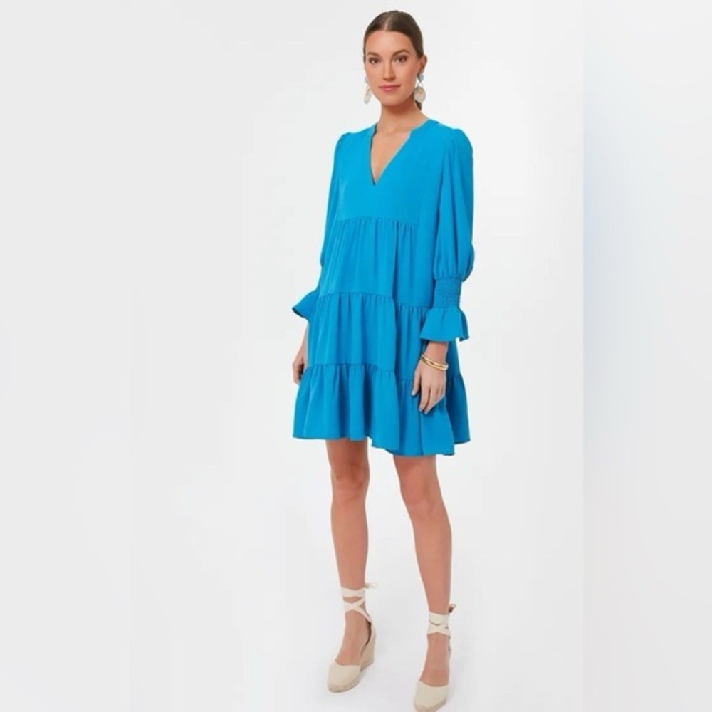 Tuckernuck POMANDER PLACE Capri Blue‎ Crepe Kenzo Dress xS Boho Prairie
